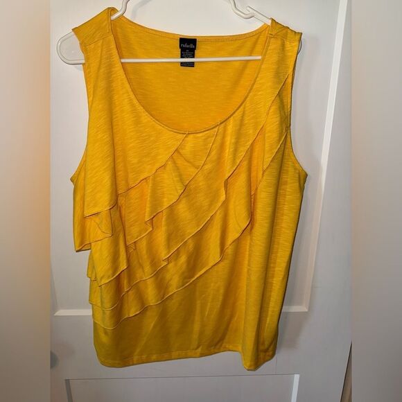Rafaella Yellow Ruffled Sleeveless Tank Top - Picture 1 of 3